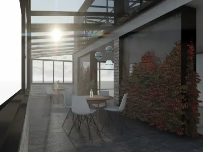 3D model of the cafe terrace in 2 versions 3D model