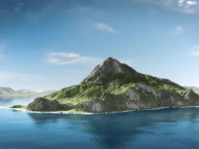 Volcano Island Low-poly 3D model