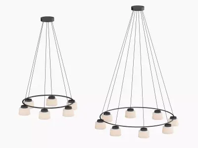 Devorm Straight Drum Ring Pendant Lights 3D model
