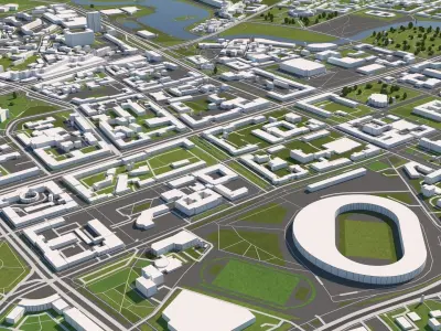 Minsk Belarus 50x50km 3D City Map 3D model