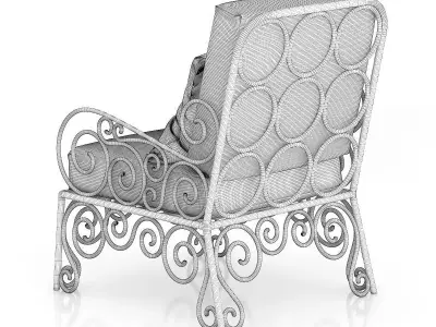 White Armchair with Cyan Pillow 3D model