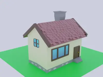 low-poly home house with roof Low-poly 3D model