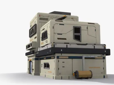 Sci-Fi Industrial x4 Low-poly 3D model