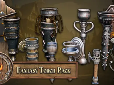 Blender 20 Massive Fantasy Torches Asset Pack 3D model