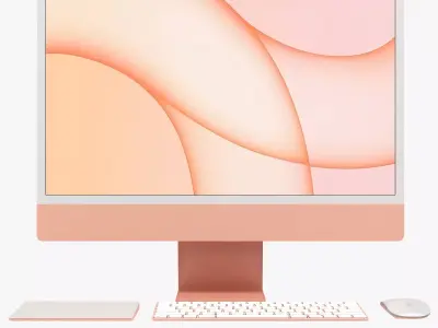 Apple iMac 24 inch 2021 Orange Low-poly 3D model