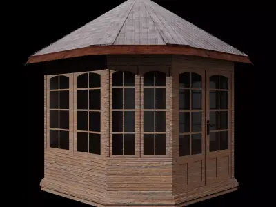 Old Wooden Summer House Garden Pavilion Low-poly 3D model