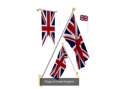 G7 Summit Country Flags 3D Model Pack