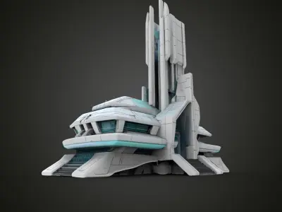 sci-fi military buildings  3D print model