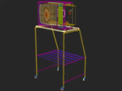 Grundig SuperColor 8642 Vintage TV with Rack 3D model