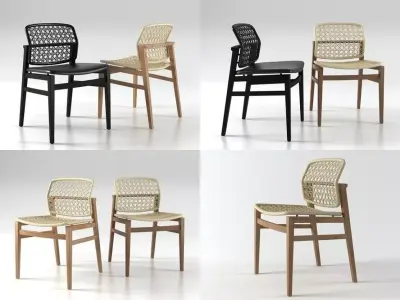 Chair four rattan chairs 3D model