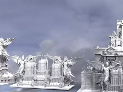 Cyberpunk Victorian towers 3 versions 3D model