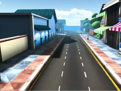Cartoon city Low-poly 3D model get