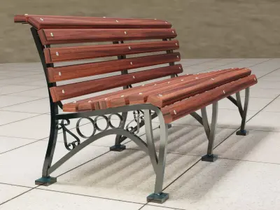Bench and Lamp 3D model