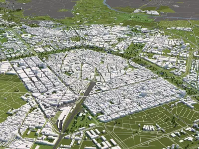 Valencia 50x50km 3D City Map 3D model