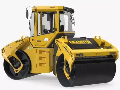 Bomag BW 205 AD4 Tandem Roller Rigged 3D model