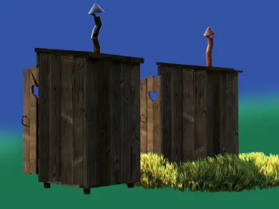 Out House toilet High Low Plygon Low-poly 3D model