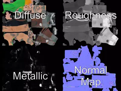 Vivid Cyberpunk Character model pack Low-poly 3D model