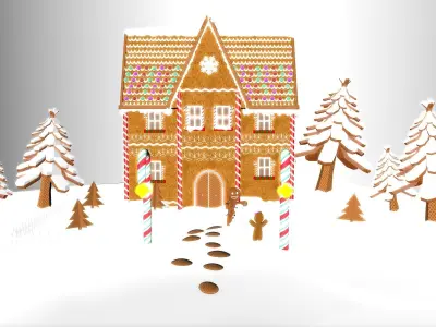 Gingerbread Village V2  two-storey house  3D model