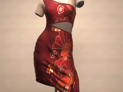 Side Cut-out Dress for Genesis 9 3D model