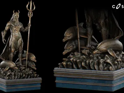 Poseidon Statues Low-poly 3D model