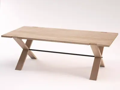 Oxymore wooden dining table with cross legs 3D model