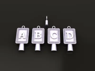 Antique Vintage Style Box Rectangle Letter Frame Pendant STYLE 2 3D print model