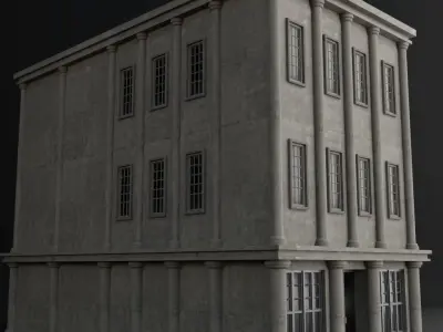 OLD RETRO CLASSICAL BUILDING 9 Low-poly 3D model