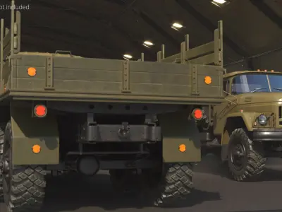  ZIL-131 6x6 Military Truck with Cargo Bed Olive 