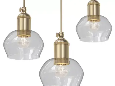 WUNDERLICHT three pendant lights in brass and clear glass 3D model