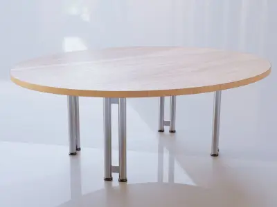 Metal Base Oval Wood Table 3D model
