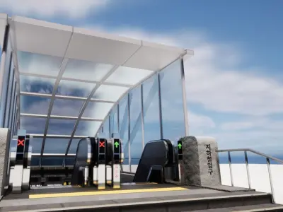 Korean Underground Metro Entrance 01 Low-poly 3D model