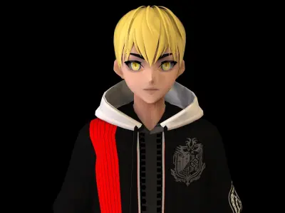 Anime Boy Low Poly Character 14 Low-poly 3D model