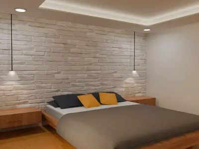 Modern Minimalist Bedroom Low-poly 3D model