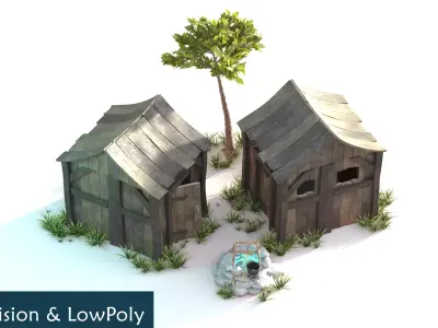 Pioneer house level 1 Low-poly 3D model