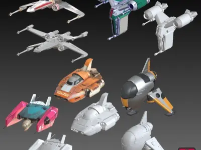 20 Unique Spacecraft Models STL File 3D print model