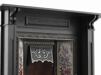  Victorian Fireplace with Leather Chair 