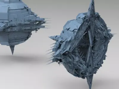 Sci fi Locust hive halved   3D model