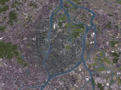 Guangzhou - Metropolitan 3D City Model Low-poly 3D model