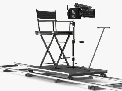  Rail Camera Dolly with Seat and Camcorder 
