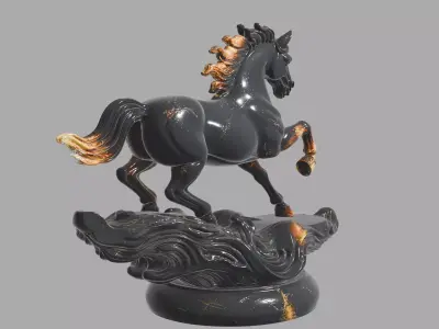 Galloping Marble Horse Sculpture 3D model