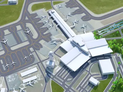 Sofia Airport 12km Low-poly 3D model