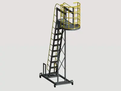 Industrial Mobile Cantilever Work Platform Low-poly 3D model