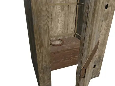 Outdoor Wooden Toilet Low-poly PBR Low-poly 3D model