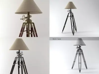 T F L four tripod floor lamps with lamp shade 3D model