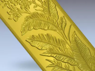 Modern Flower Relief Panel Wall Decor Set STL Mural CNC 381 3D model