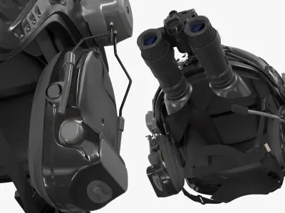  Tactical Combat Helmet with Night Vision Binocular Black 