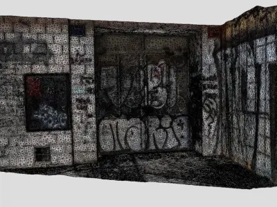 Street Corner House Entrance with Graffiti 3D model