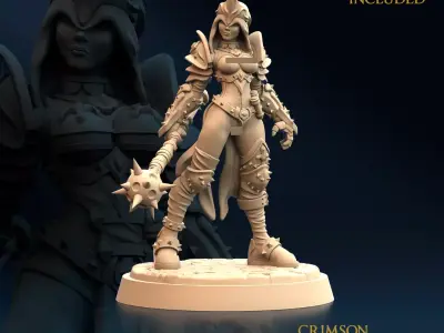 Armored Warrior Crimson Morning Star E Nude 3D print model