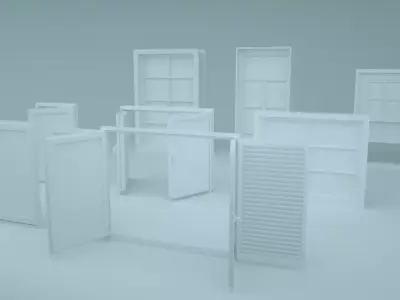 Windows doors and drawers Low-poly 3D model
