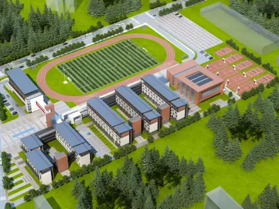 3D Campus School Buildings Set  007 3D model